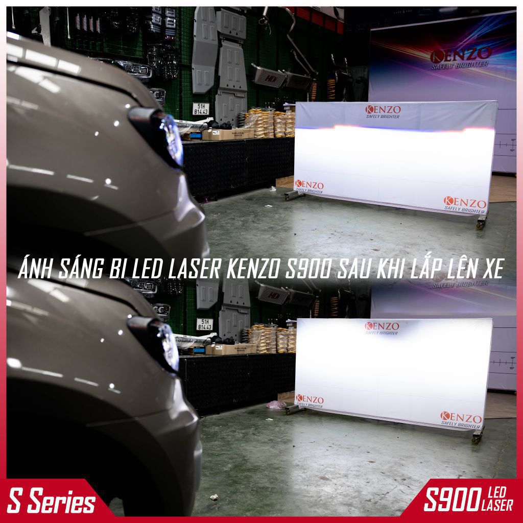 Ánh sáng Bi Led Laser Kenzo S900 sau khi lắp lên xe