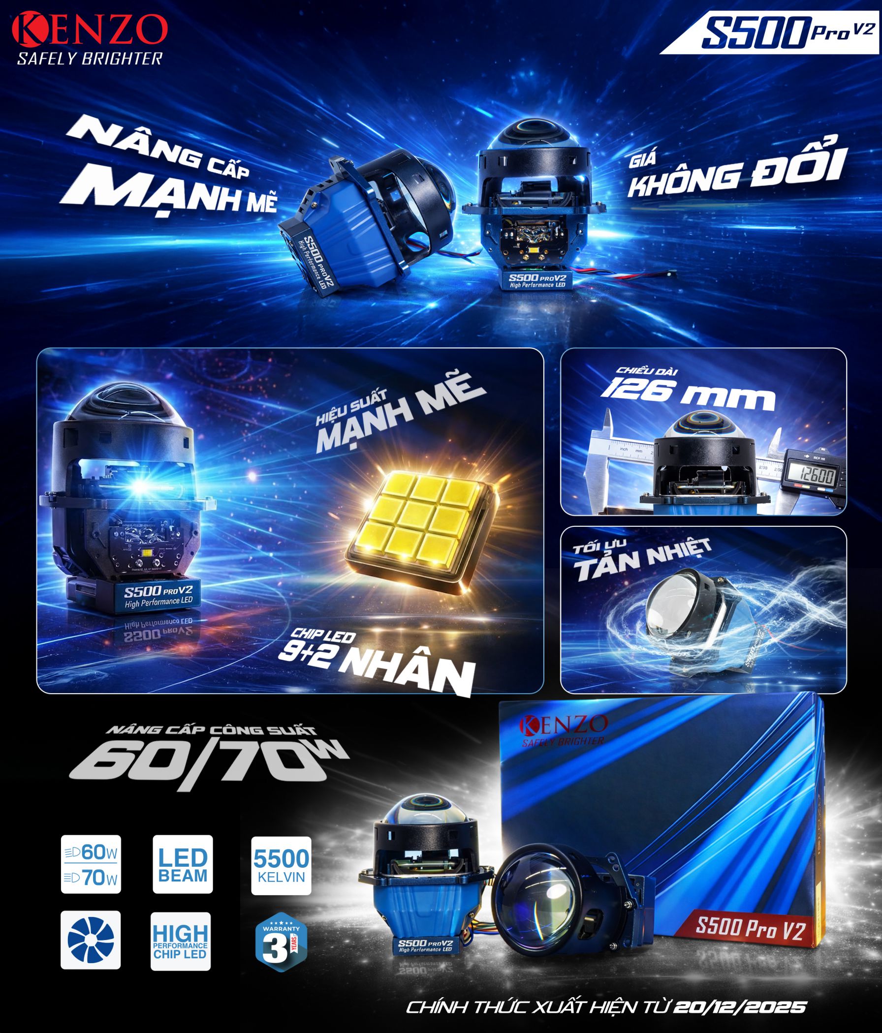 Bi Led hiệu suất cao Kenzo S500 Pro V2